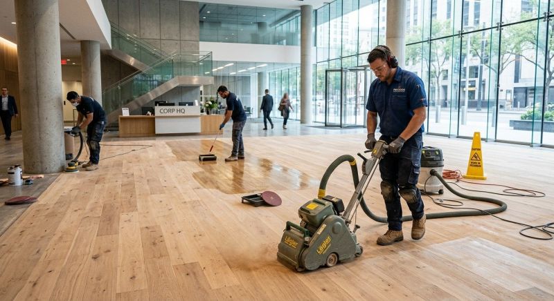 Our team working on Wood Floor Service projects in Bowie, MD